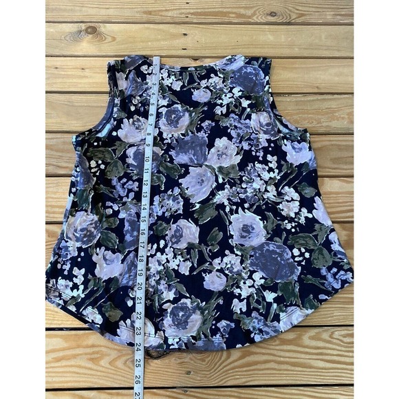 NEW Isaac Mizrahi Live Floral Pima Cotton Tank Top Petite Large PL Women’s Black - Picture 6 of 8